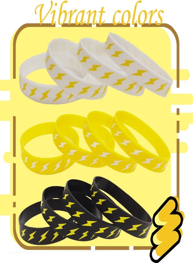PIBIPAID 48 Lightning bolt Rubber Bracelets Silicone Wristbands for Flash Weather Birthday Gender reveal Baby shower Party Favors Supplies Decorations Favors - Image 4